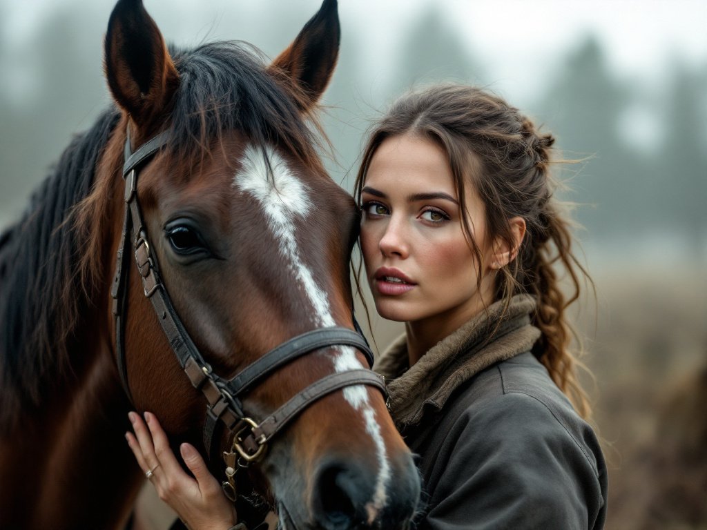 Frau in BDSM-Gurte als Pferd